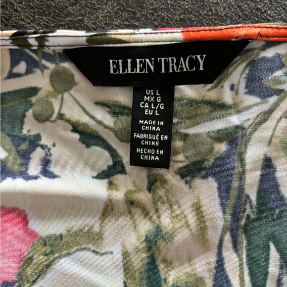 Ellen Tracy Big Flower Field Ink Tie Front Floral Jumpsuit Size L NWT - Picture 7 of 8